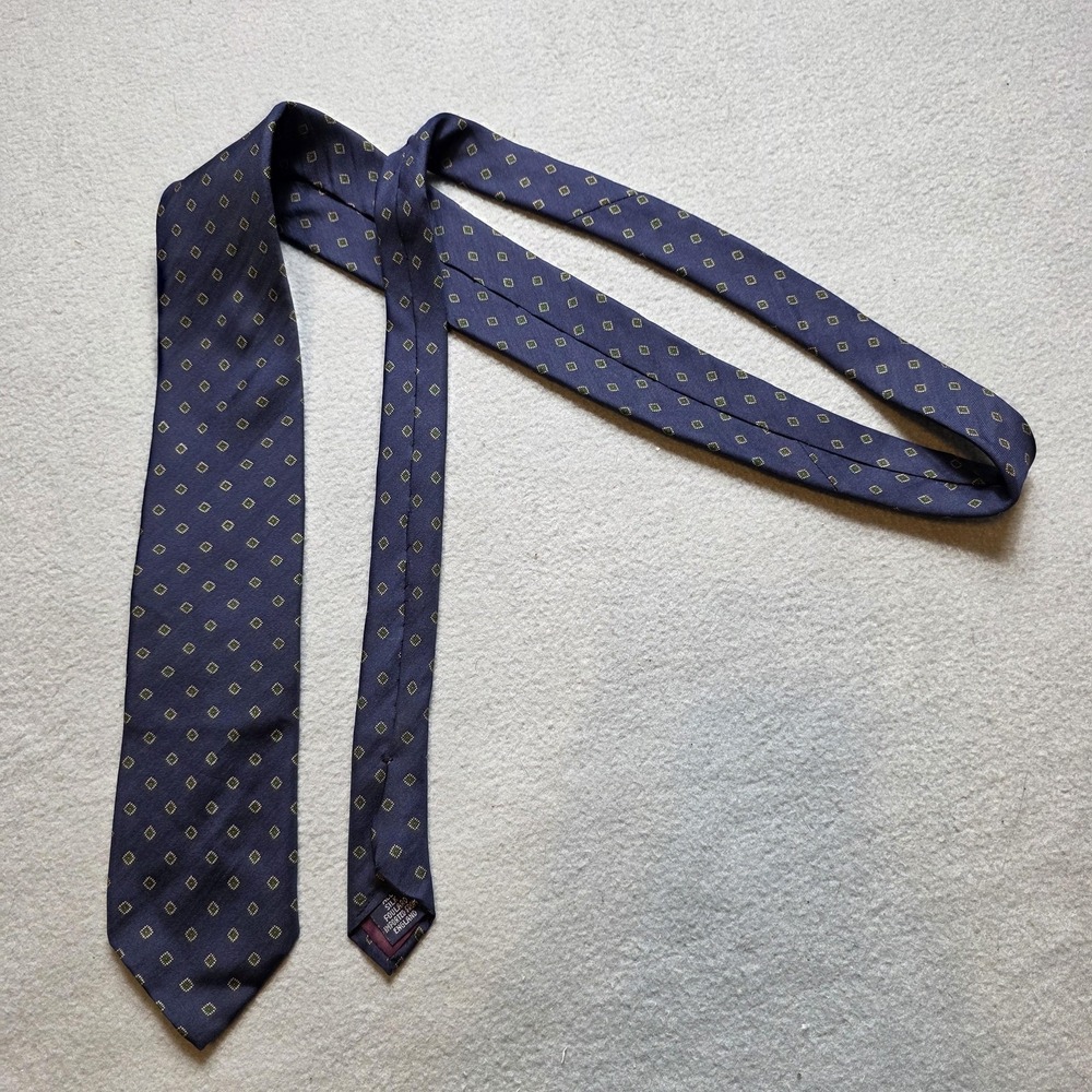 Brooks Brothers Brooksgate Narrow Tie Blue Silk Geometric Vintage‎ Made in USA